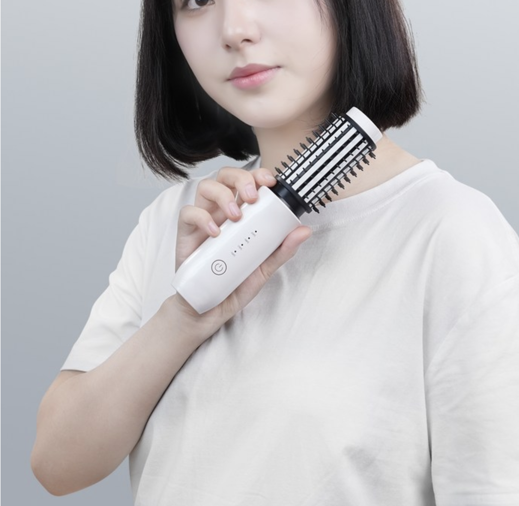 Mini Wireless Hair Brush Straightener(rose gold)