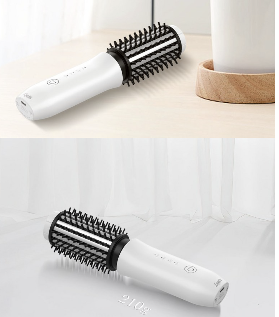 Mini Wireless Hair Brush Straightener(rose gold)