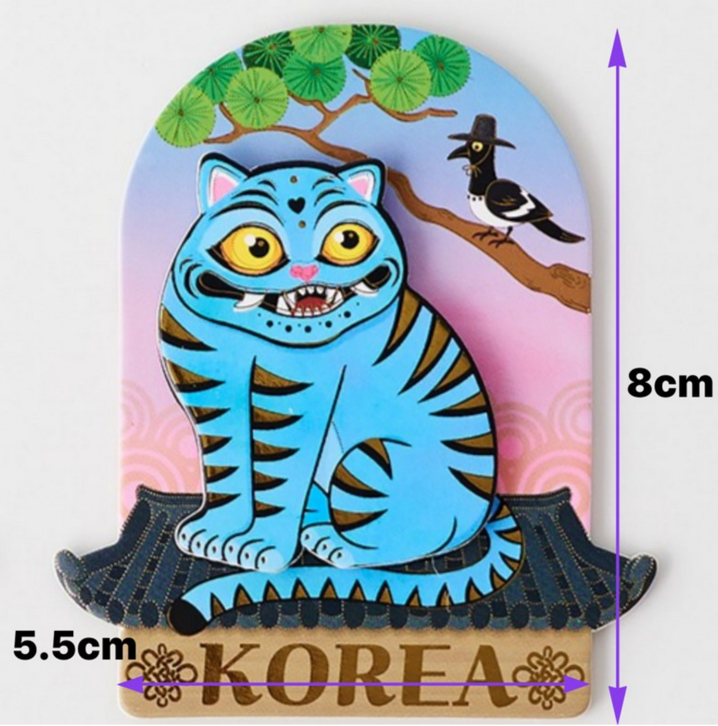 Korean Traditional Minhwa Hojakdo Fridge Magnet 2pcs Set - Magpie & Tiger Good Luck Souvenirs
