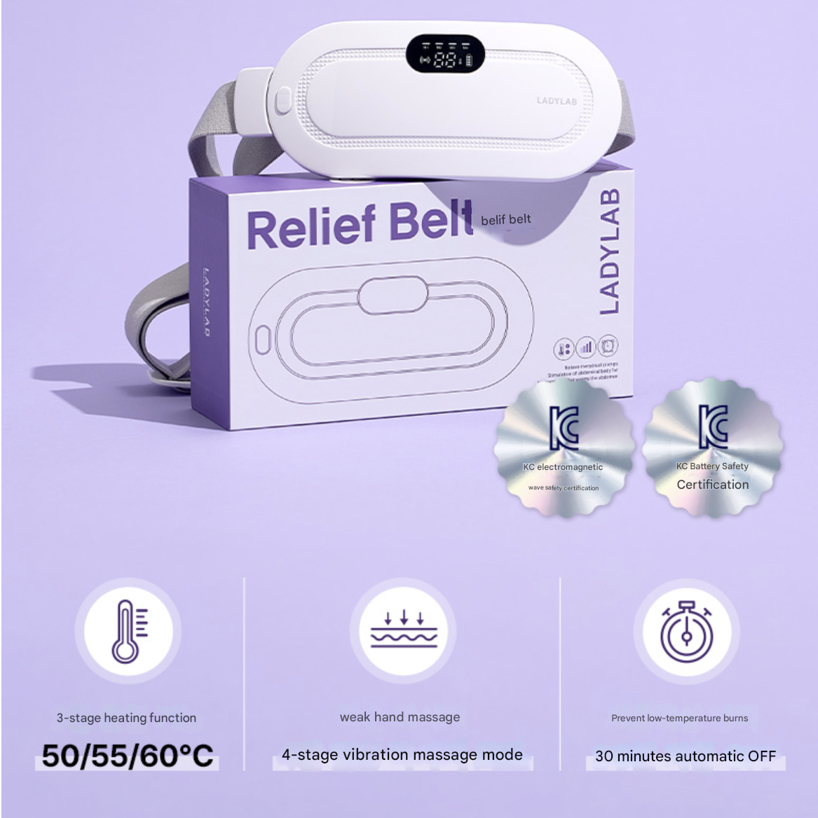 LadyLab Relief Belt – Wireless Heating Pad for Period Pain and Back Relief