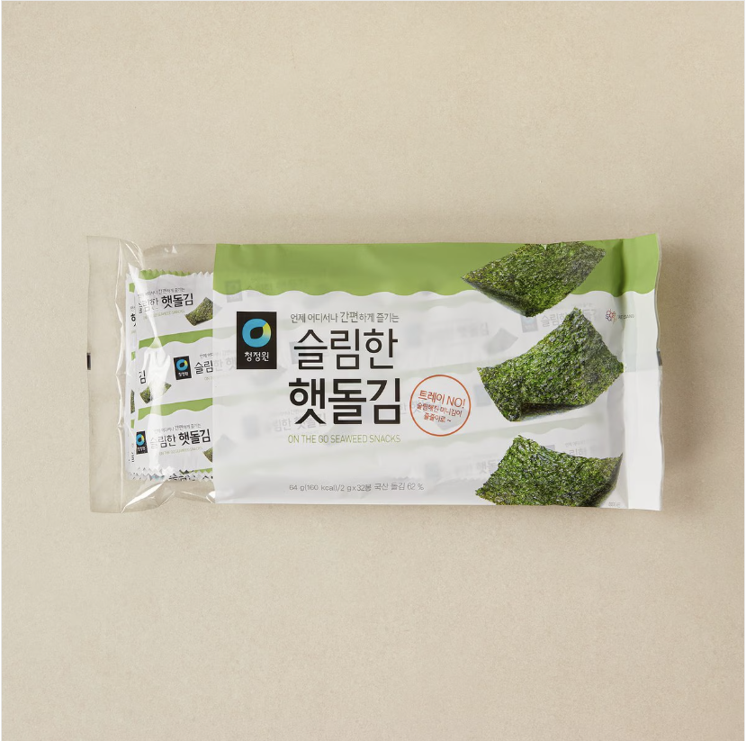Chungjungone Slim & Crispy Korean Roasted Seaweed (2g × 32 packs, 64g)
