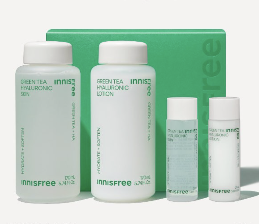 Innisfree Green Tea Hyaluronic Skin + Lotion Set | Light, Long-Lasting Hydration