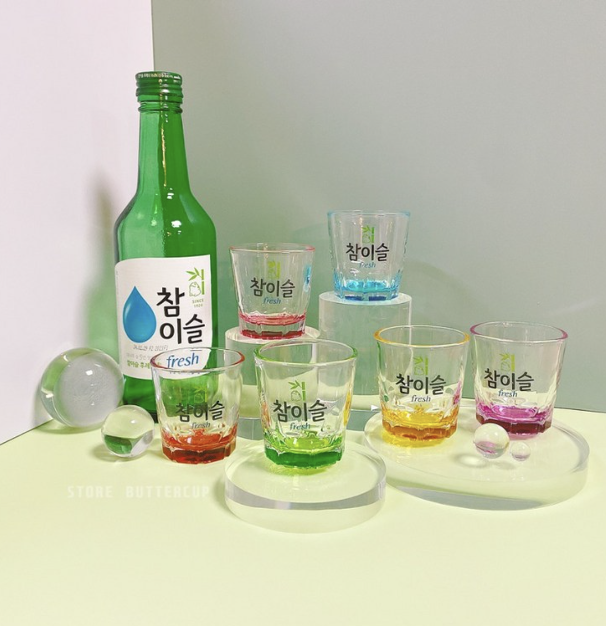 Jinro Color Soju Glass Set (6 pcs) – Authentic Korean Shot Glass Collection