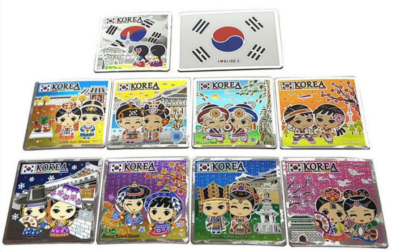 Korean Traditional Character Card Fridge Magnet 10-piece Set - Premium K-Culture Decor & Souvenir