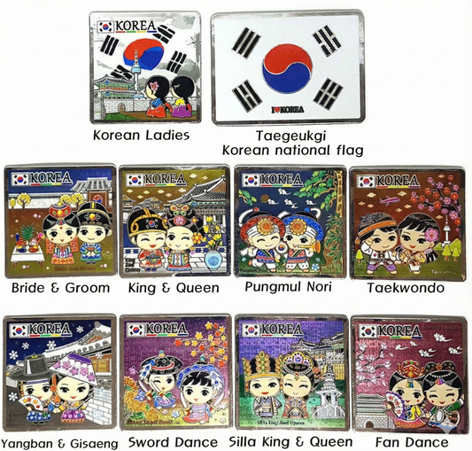 Korean Traditional Character Card Fridge Magnet 10-piece Set - Premium K-Culture Decor & Souvenir