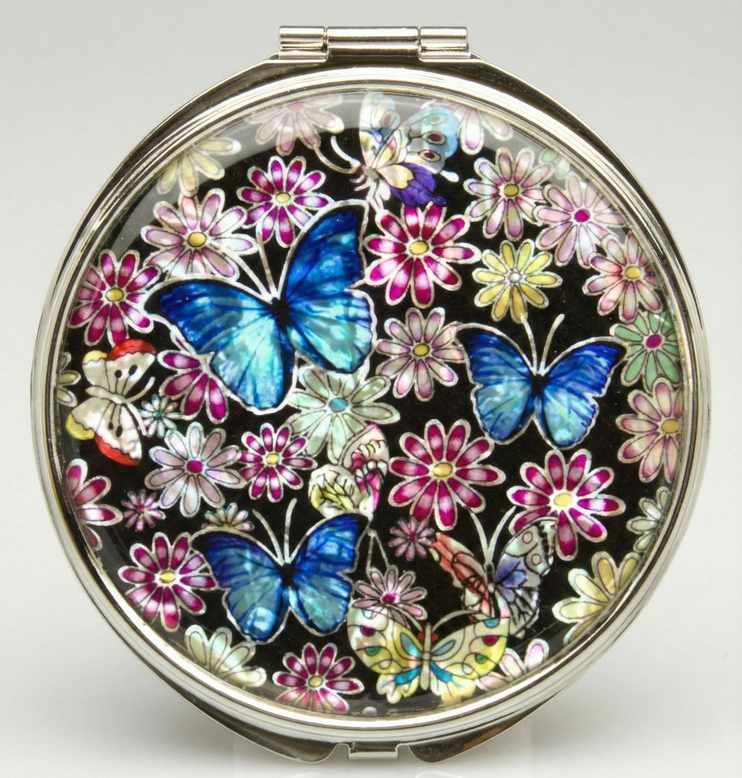 Traditional Najeonchilgi Mother of Pearl Round Hand Mirror - Radiant Korean Craftsmanship (70mm)