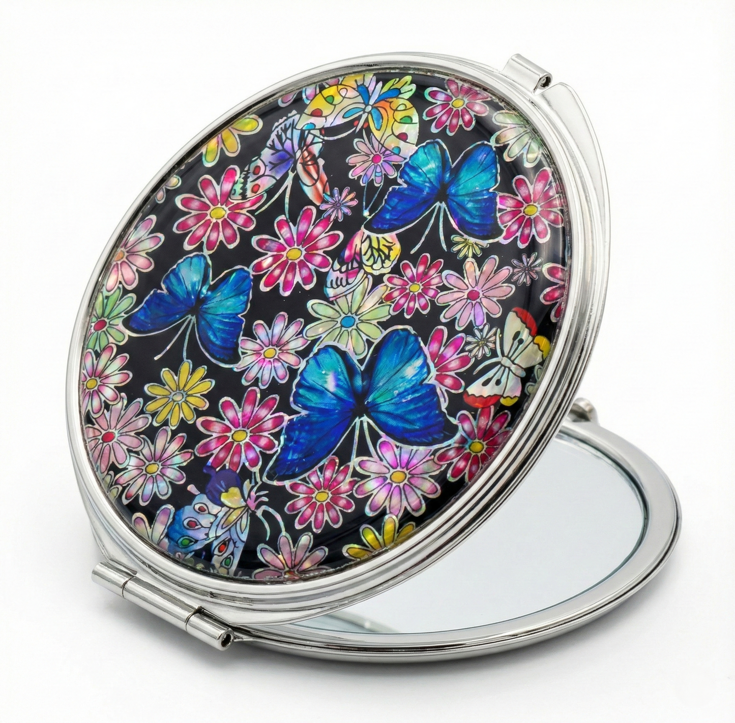 Traditional Najeonchilgi Mother of Pearl Round Hand Mirror - Radiant Korean Craftsmanship (70mm)