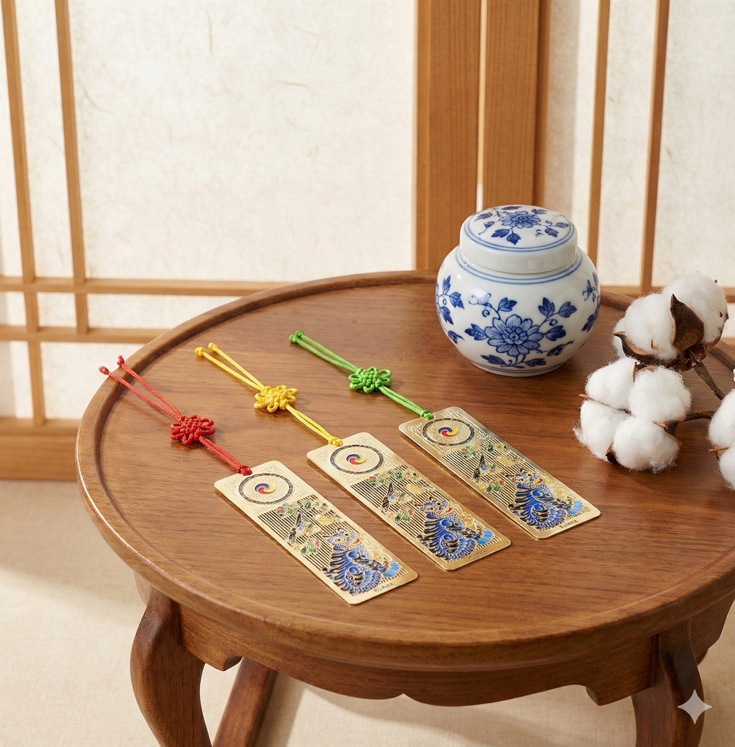 Korean Folk Art 'Hojakdo' Tiger Metal Bookmark - Traditional Souvenir for Luck & Protection