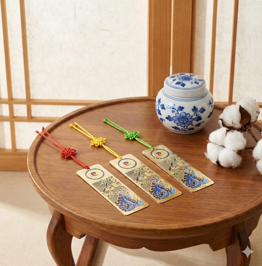 Korean Folk Art 'Hojakdo' Tiger Metal Bookmark - Traditional Souvenir for Luck & Protection