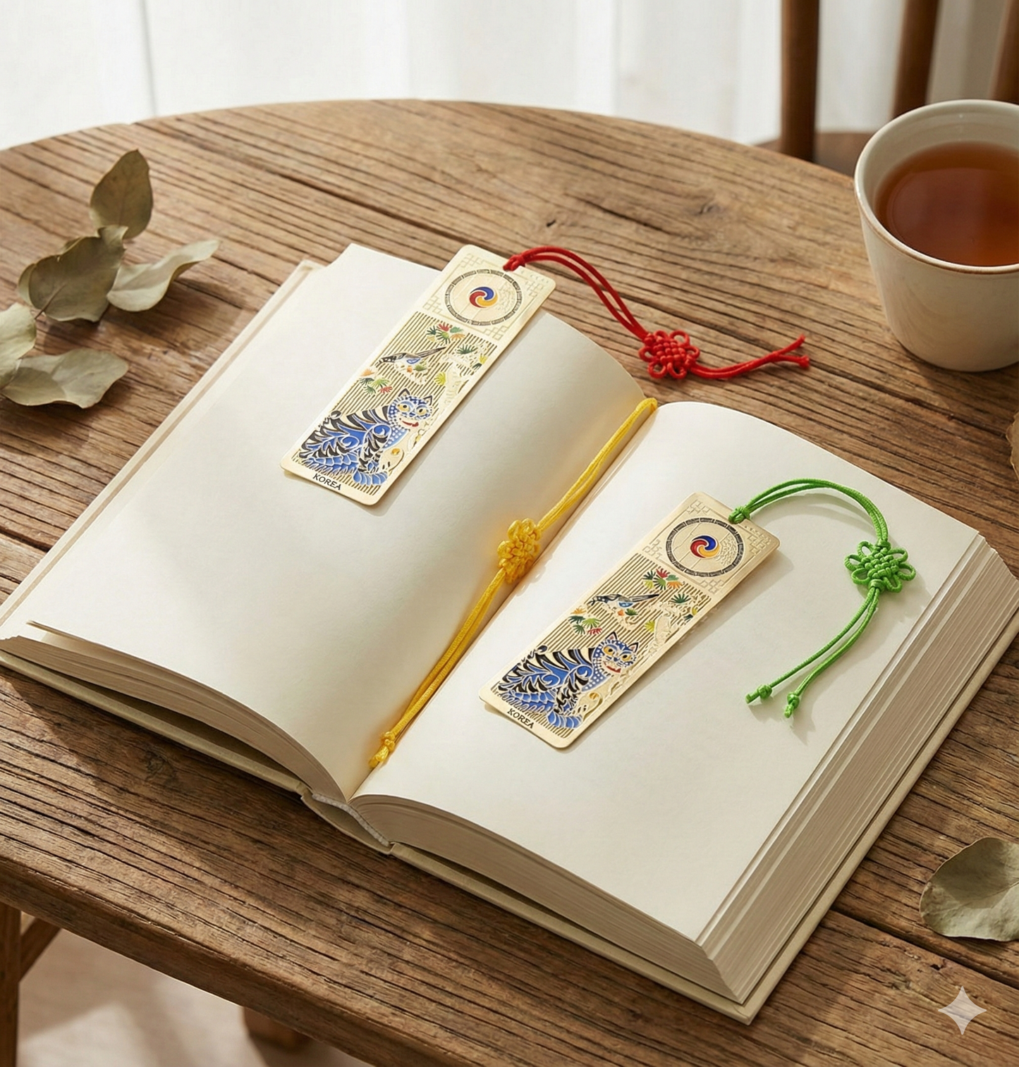 Korean Folk Art 'Hojakdo' Tiger Metal Bookmark - Traditional Souvenir for Luck & Protection