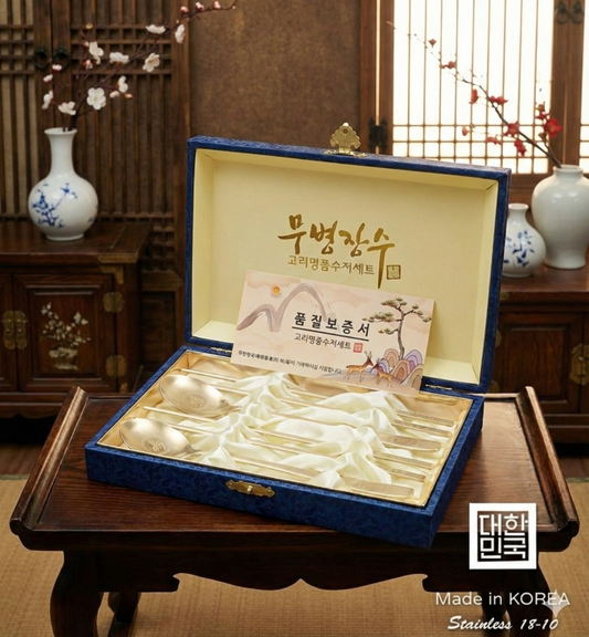 [Goryeo] Premium Longevity Turtle Titanium Gold Sujeo Set (2-Person)with Luxury Gift Box