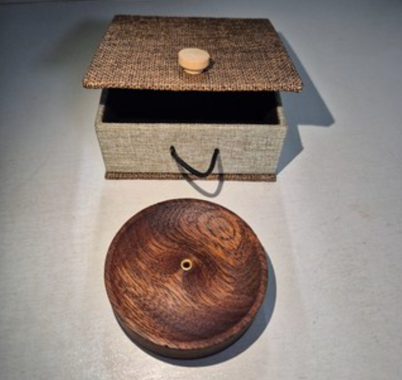 Minimalist Solid Walnut Incense Holder - 75mm Round Ash Catcher